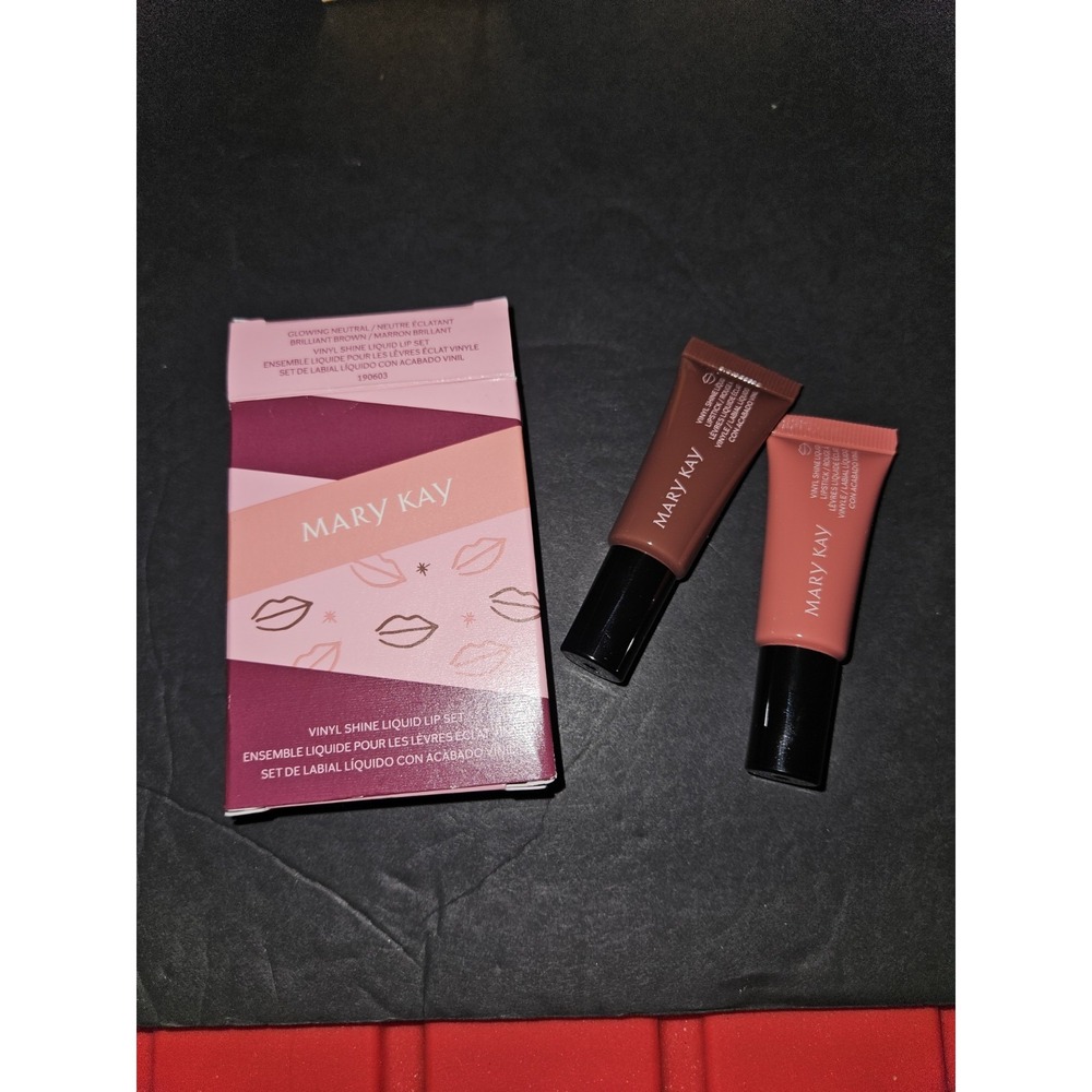 Mary‎ Kay Vinyl Shine Liquid Lip Set Glowing Neutral  And Brilliant Brown New